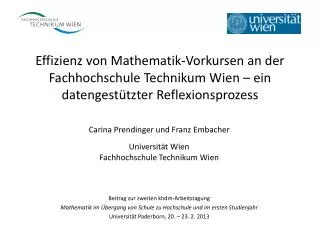 Effizienz von Mathematik-Vorkursen an der Fachhochschule Technikum Wien – ein datengestützter Reflexionsprozess