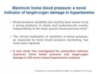 Maximum home b lood pressure: a novel indicator of target-organ damage in hypertension