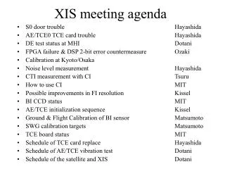 XIS meeting agenda