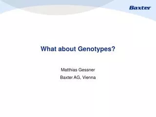 What about Genotypes?