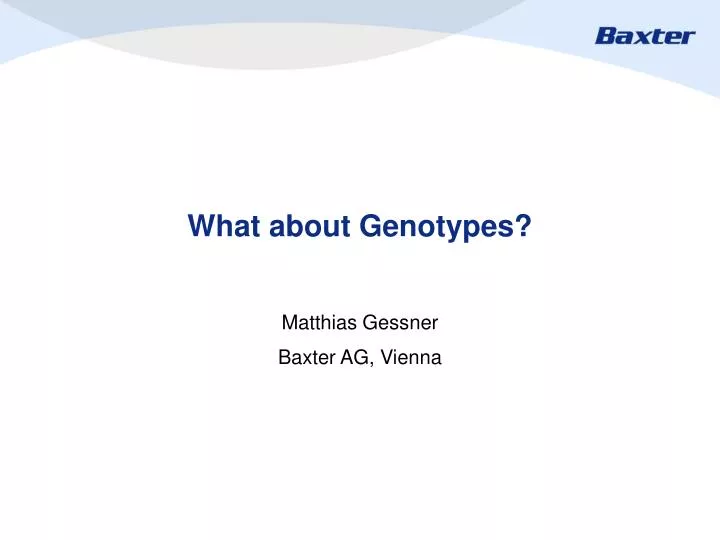 what about genotypes