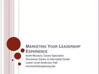 Marketing Your Leadership Experience