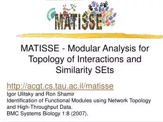 MATISSE - Modular Analysis for Topology of Interactions and Similarity SEts