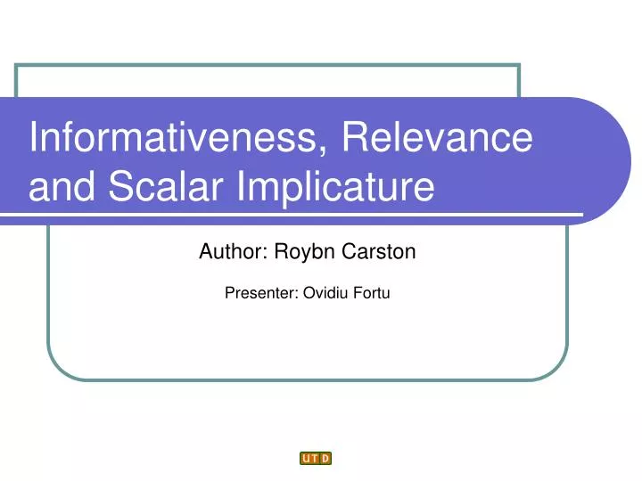 informativeness relevance and scalar implicature