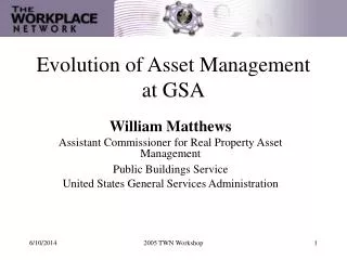 Evolution of Asset Management at GSA