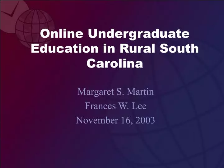 online undergraduate education in rural south carolina