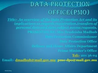 Data protection office(PMO)