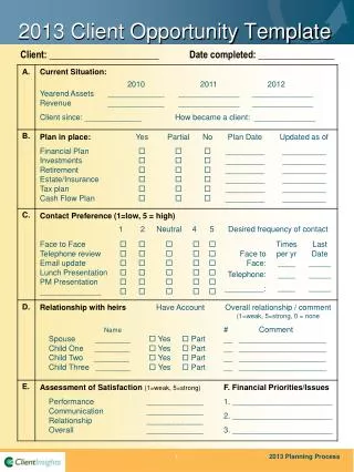 2013 Client Opportunity Template