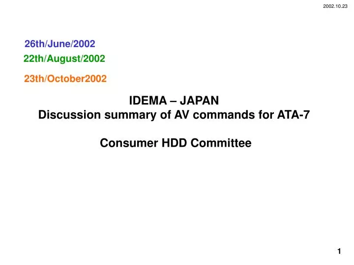 idema japan discussion summary of av commands for ata 7 consumer hdd committee