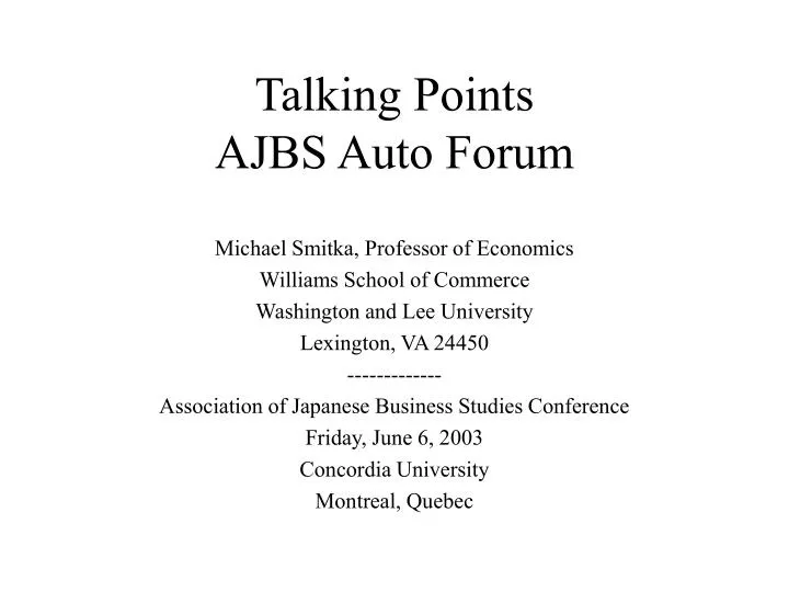 talking points ajbs auto forum