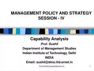 MANAGEMENT POLICY AND STRATEGY SESSION - IV