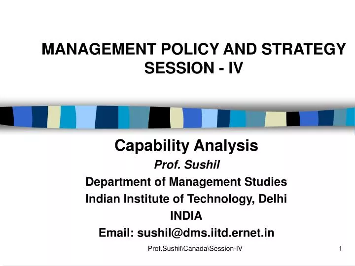 management policy and strategy session iv