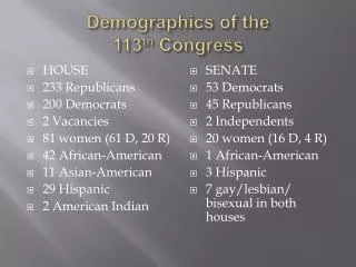 Demographics of the 1 13 th Congress