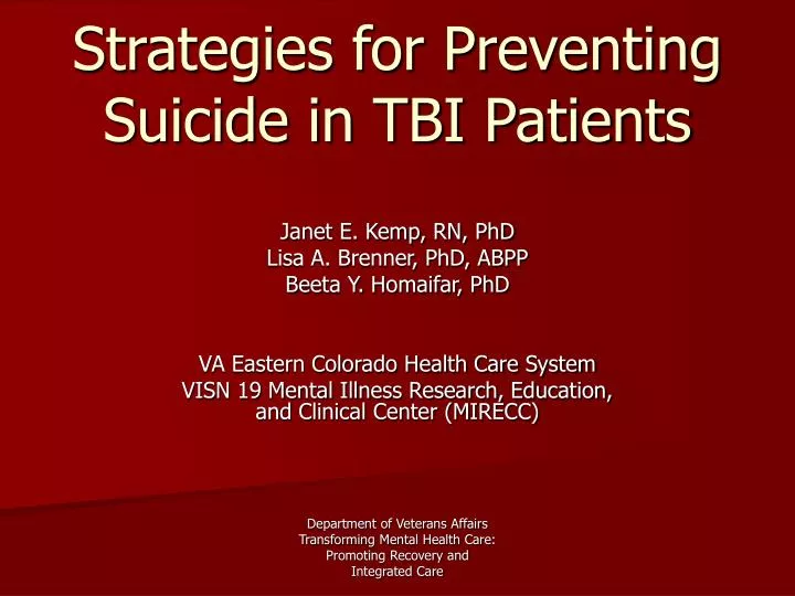 strategies for preventing suicide in tbi patients