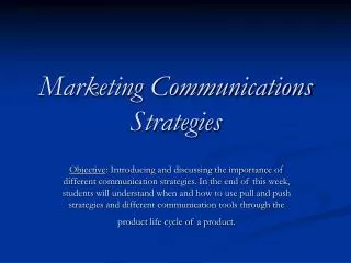 Marketing Communications Strategies