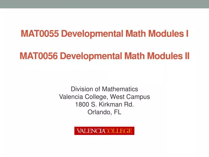 mat0055 developmental math modules i mat0056 developmental math modules ii