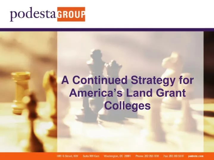 a continued strategy for america s land grant colleges