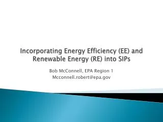 Incorporating Energy Efficiency (EE) and Renewable Energy (RE) into SIPs