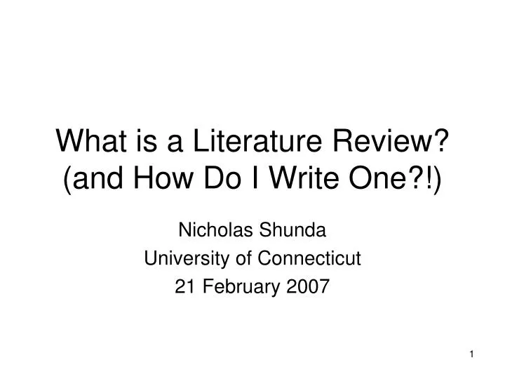 what is a literature review and how do i write one