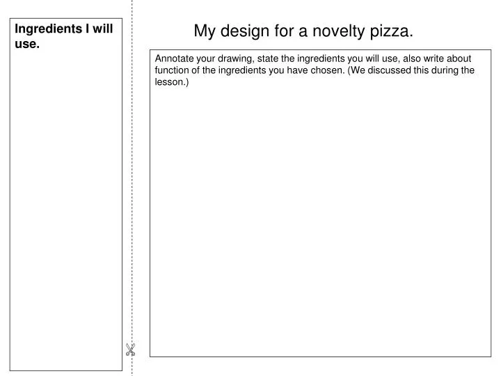 my design for a novelty pizza