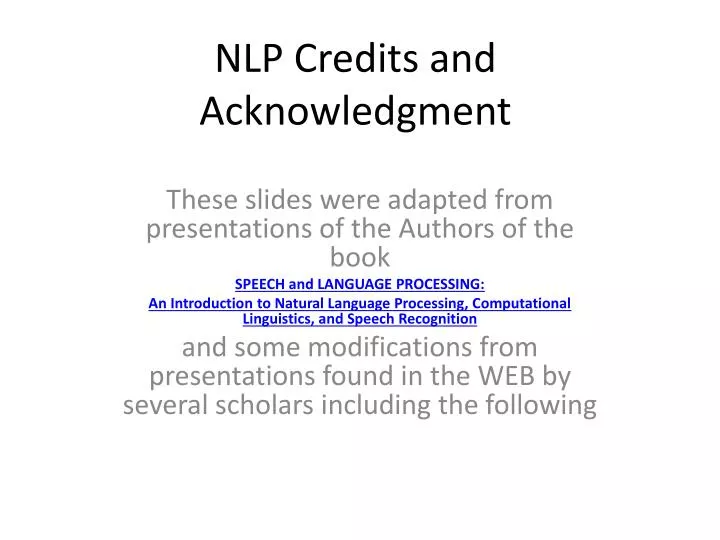 nlp credits and acknowledgment