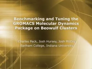Benchmarking and Tuning the GROMACS Molecular Dynamics Package on Beowulf Clusters