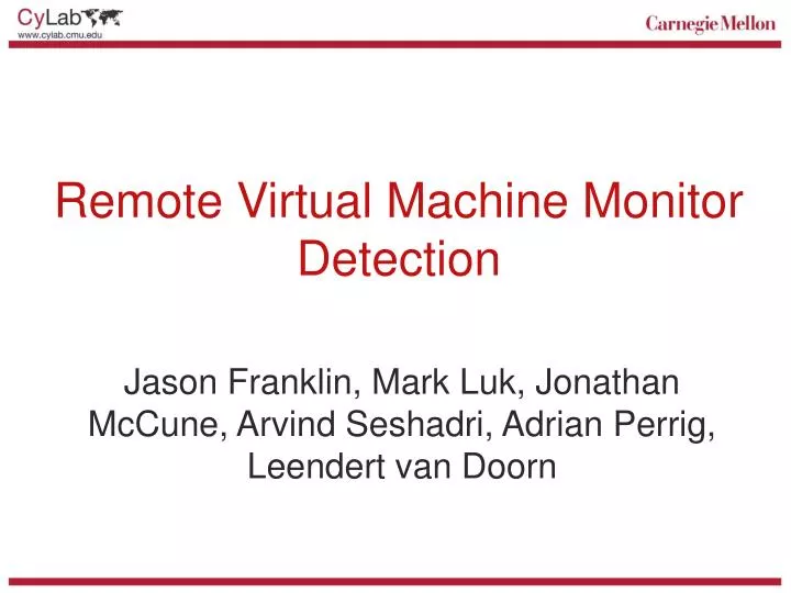 remote virtual machine monitor detection