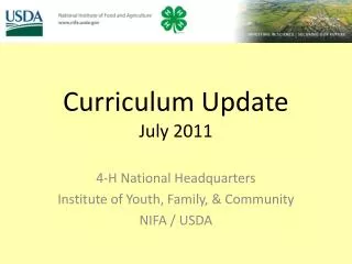 Curriculum Update July 2011