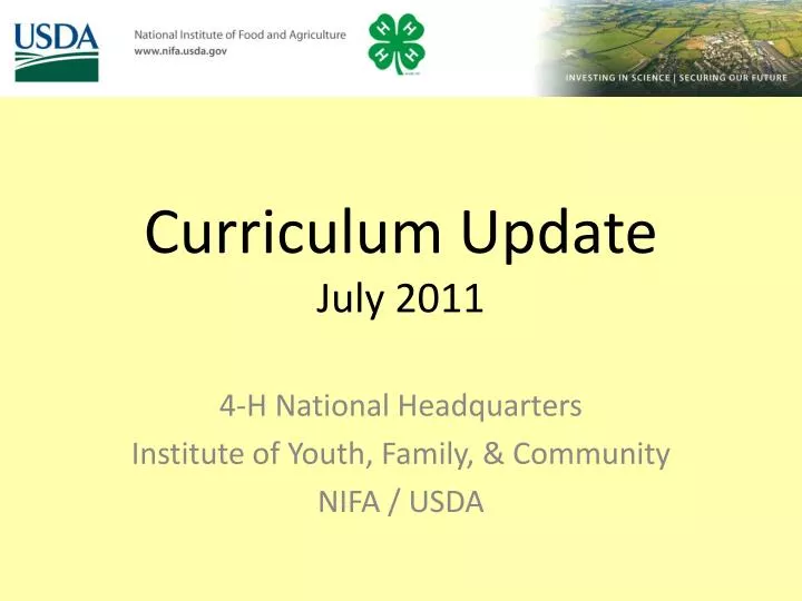 curriculum update july 2011