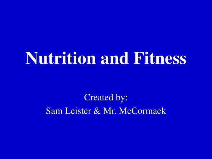 nutrition and fitness
