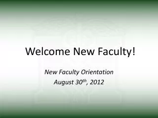Welcome New Faculty!