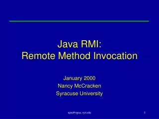 Java RMI: Remote Method Invocation