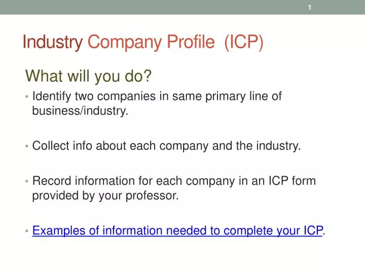 industry company profile icp