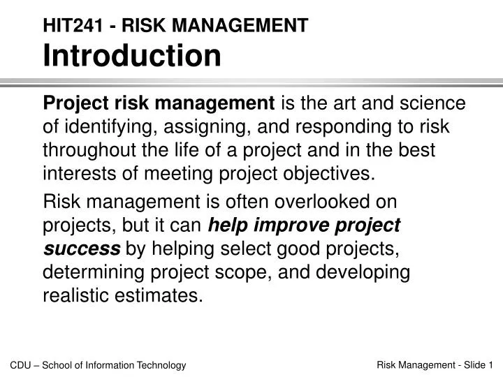 hit241 risk management introduction