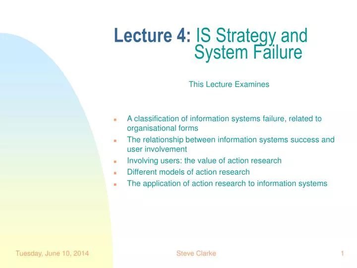lecture 4 is strategy and system failure