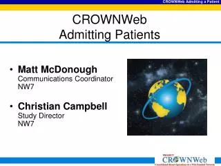 CROWNWeb Admitting Patients