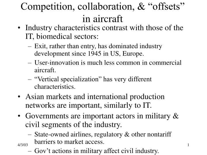 competition collaboration offsets in aircraft