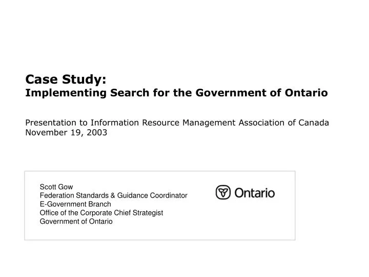 case study implementing search for the government of ontario
