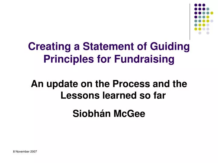 creating a statement of guiding principles for fundraising