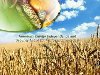 American Energy Independence and Security Act of 2007 (EIS) and the global agriculture