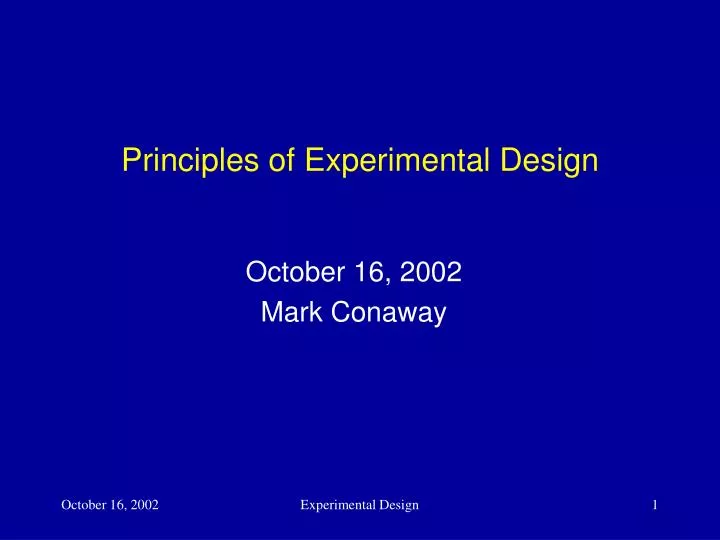 principles of experimental design