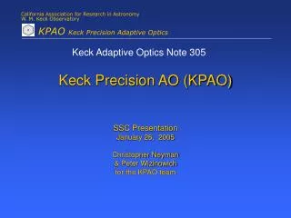 Keck Precision AO (KPAO)