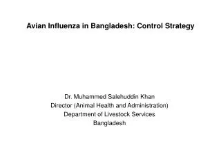 Avian Influenza in Bangladesh: Control Strategy