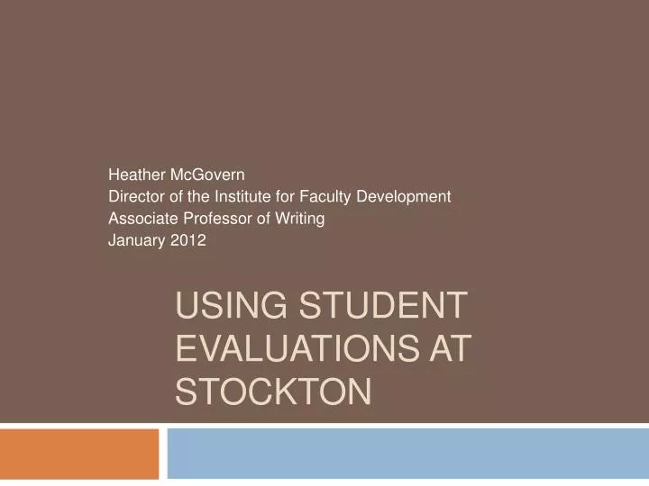 using student evaluations at stockton