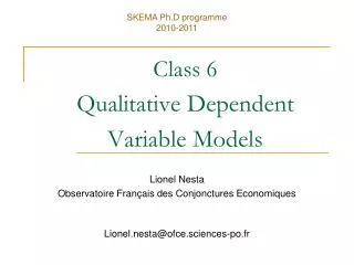 Class 6 Qualitative Dependent Variable Models