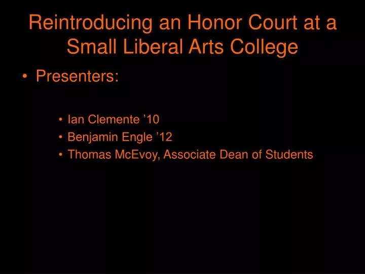 reintroducing an honor court at a small liberal arts college