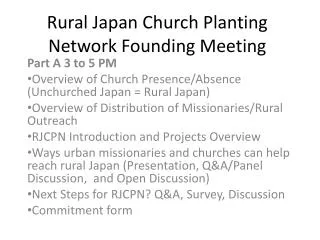 Rural Japan Church Planting Network Founding Meeting