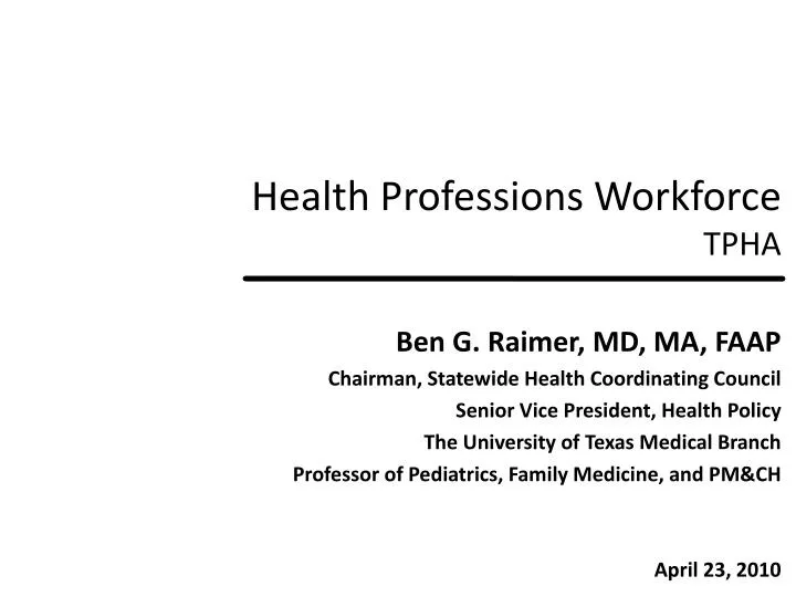 health professions workforce tpha