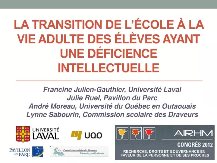 la transition de l cole la vie adulte des l ves ayant une d ficience intellectuelle