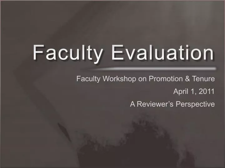 faculty evaluation